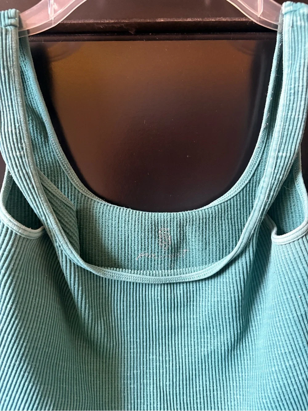 Free People Teal Ribbed Scoop Cropped Tank